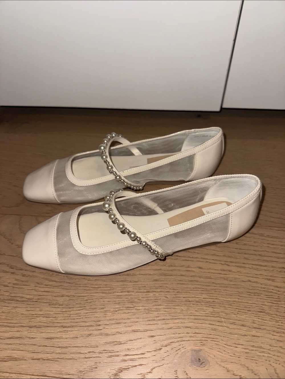 Dolce Vita Ivory Pearl-Embellished Mary Jane Flats - Picture 2 of 3